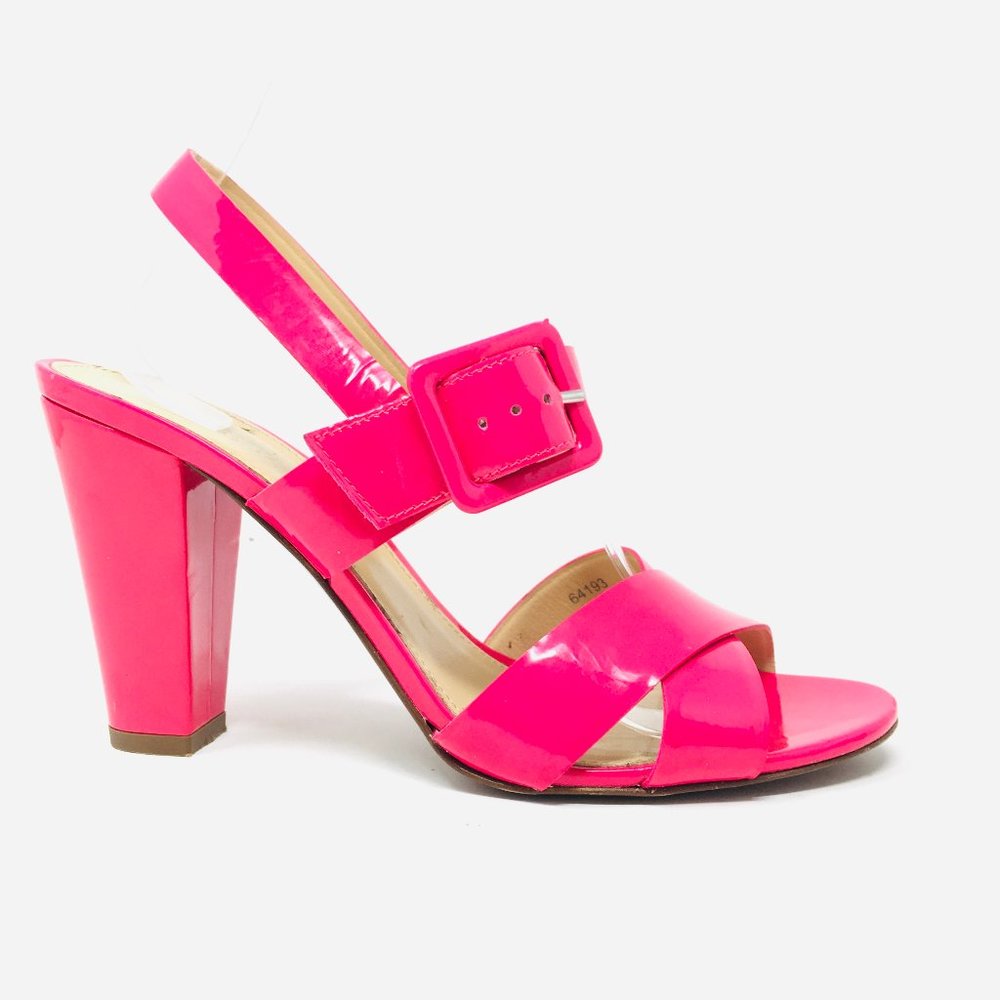 J crew Sydney Sandals Heel PINK leather ITALY 7.5